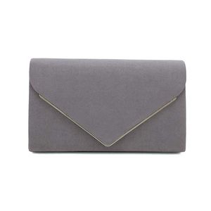 Faux Suede Clutch Bag Elegant Metal Binding Evening Purse :>